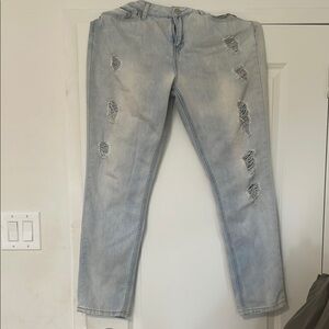Ardene Blue Straight Leg Jeans with Distressed Details